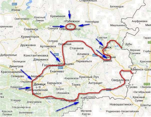 Карта рубежное луганской области